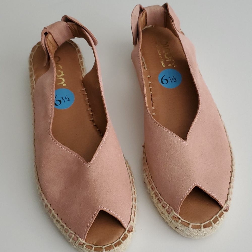 New PICON Sz 6.5 Suede Leather Pink Peep Toe